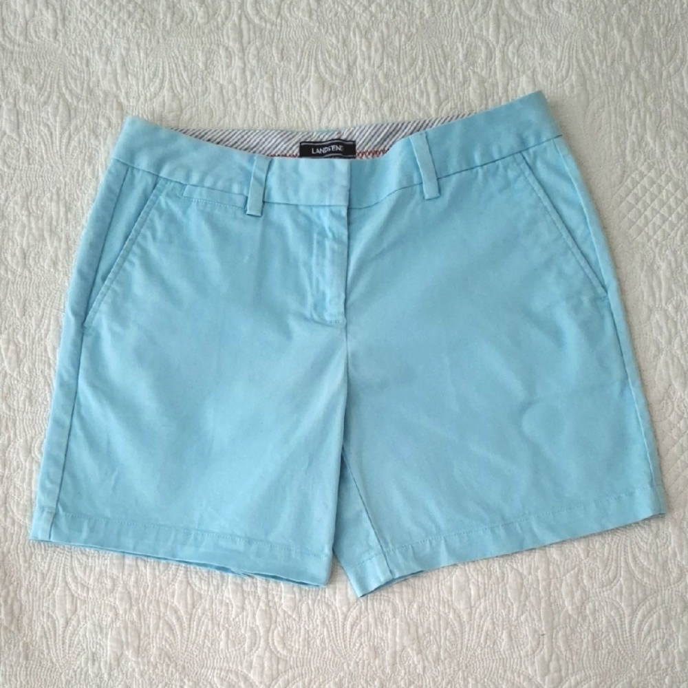 Lands End 6 Pale Turquoise Shorts Canvas Chino Cargo